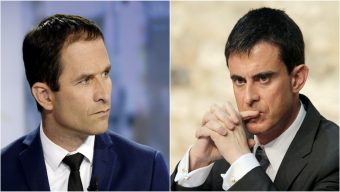 Benoît Hamon arrive devant Manuel Valls