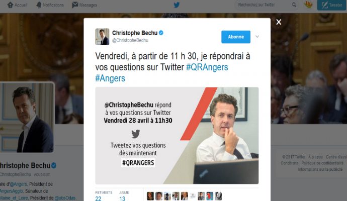 Le maire d’Angers répondra aux angevins sur Twitter ce vendredi