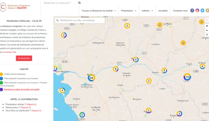Une carte interactive pour retrouver les restaurants qui proposent des plats à emporter